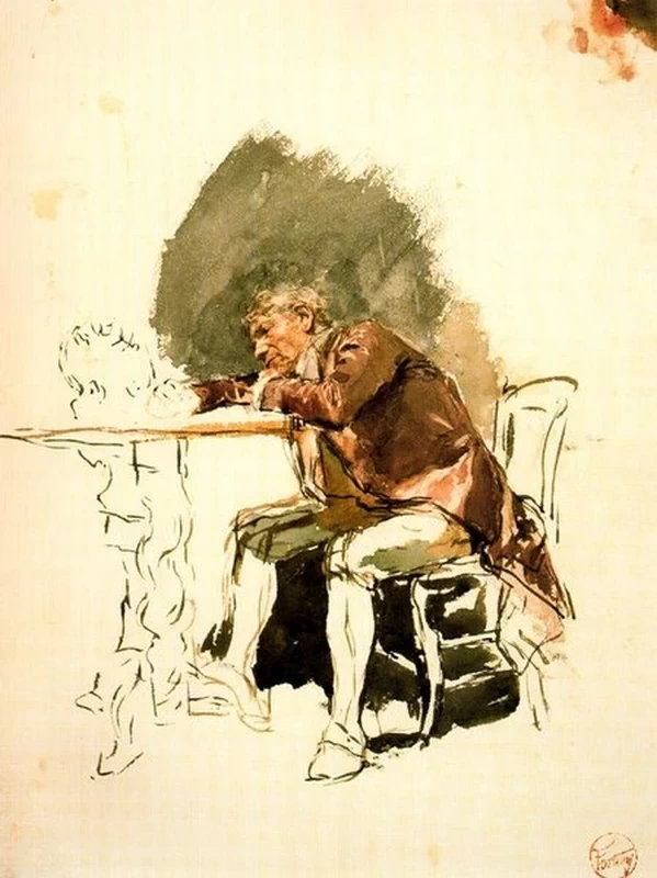 Uomo appoggiato su un tavolo - Museo Goya, Castres